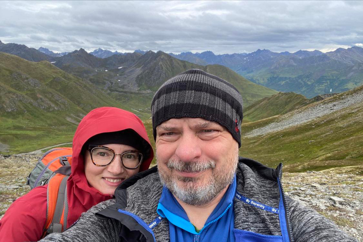 Agnes and Chris hiking near Anchorage Alaska