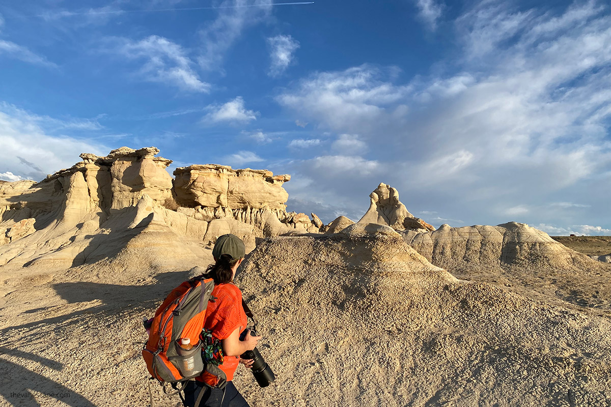 Agnes photographing Valley of Dreams New Mexico