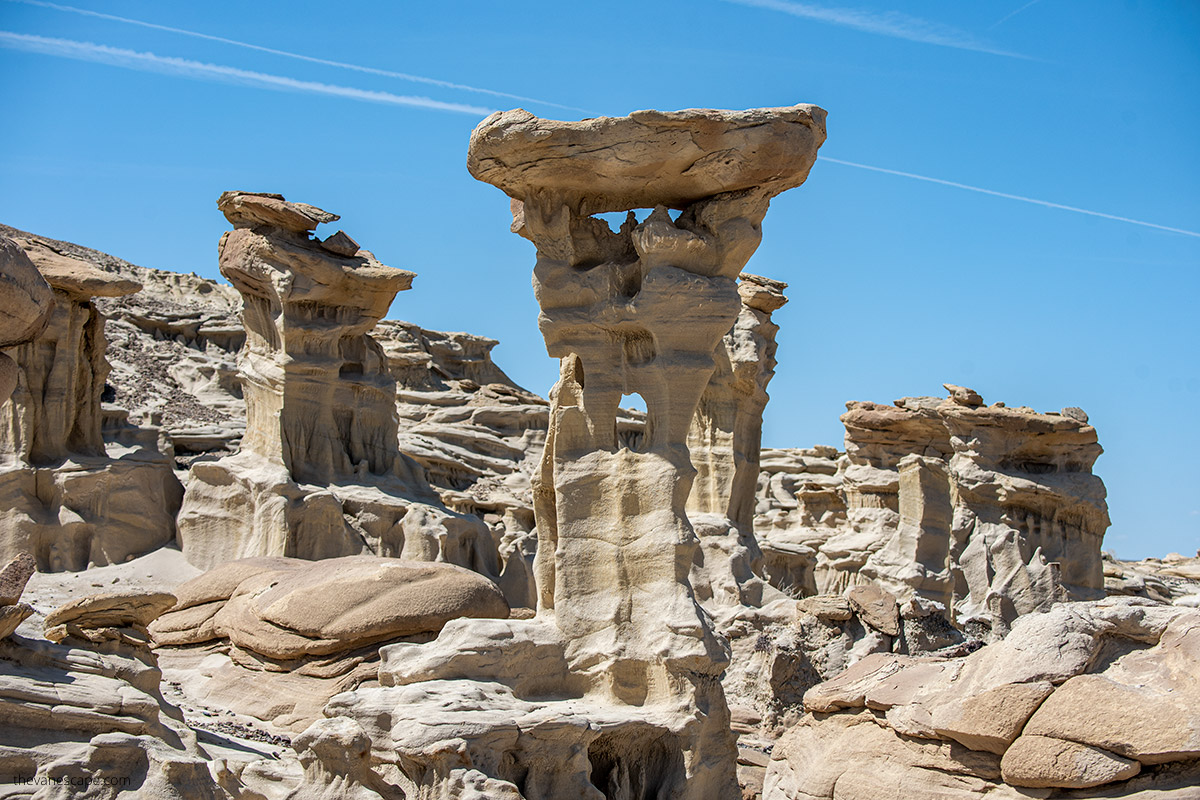 Alien Throne in Valley of Dreams New Mexico during sunny day with a blue sky