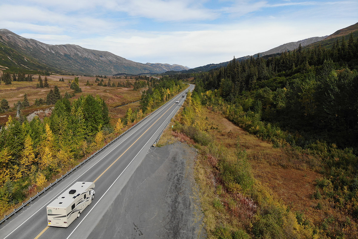 Anchorage to Seward drive in fall scenery