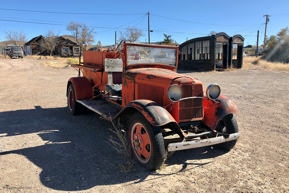 old red car in Goldfield Nevada