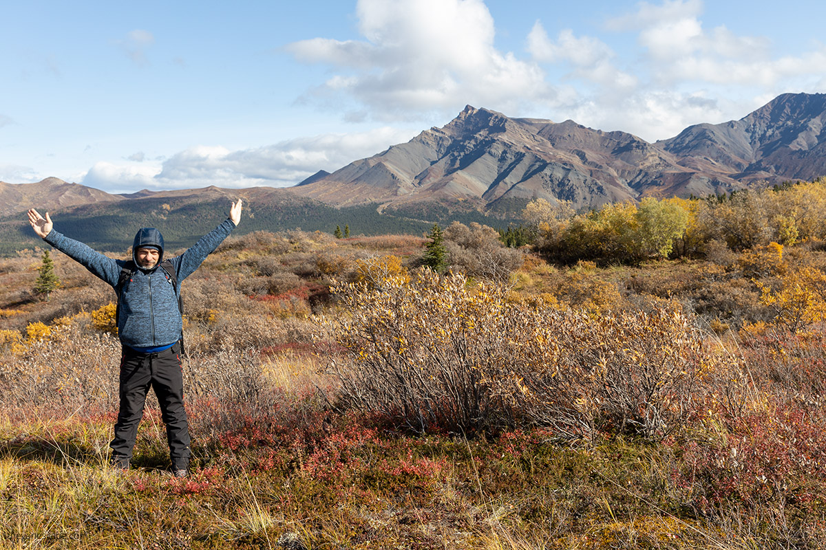 Chris on off-trail hiking adventure which is one of the best things to do in denali national park