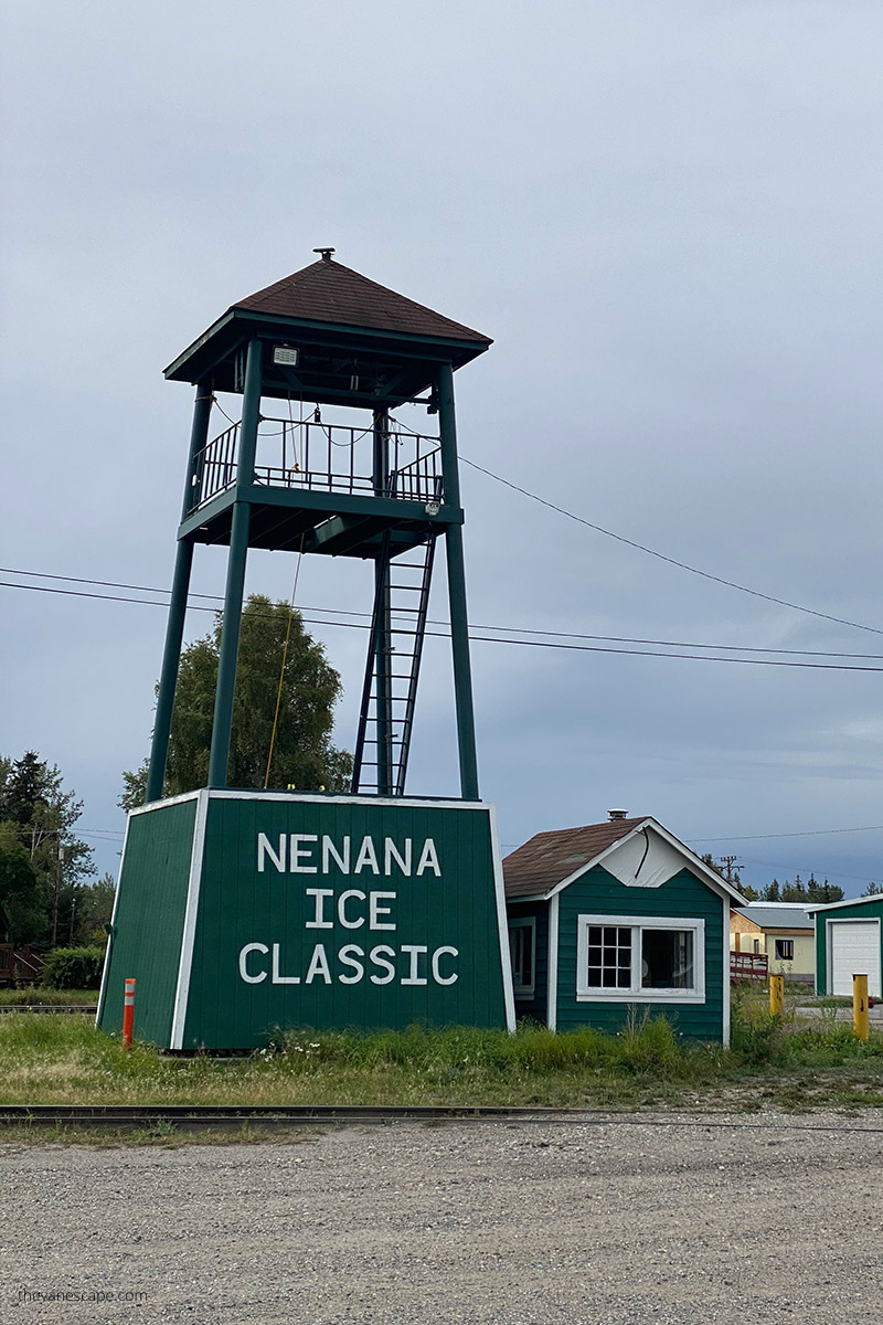 Nenana Ice Classic green wooden tower