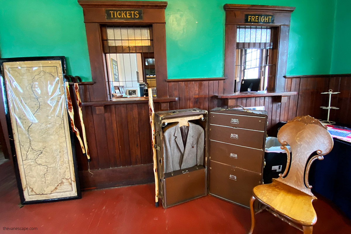 inside of Railroad Museum and Depot in Nenana