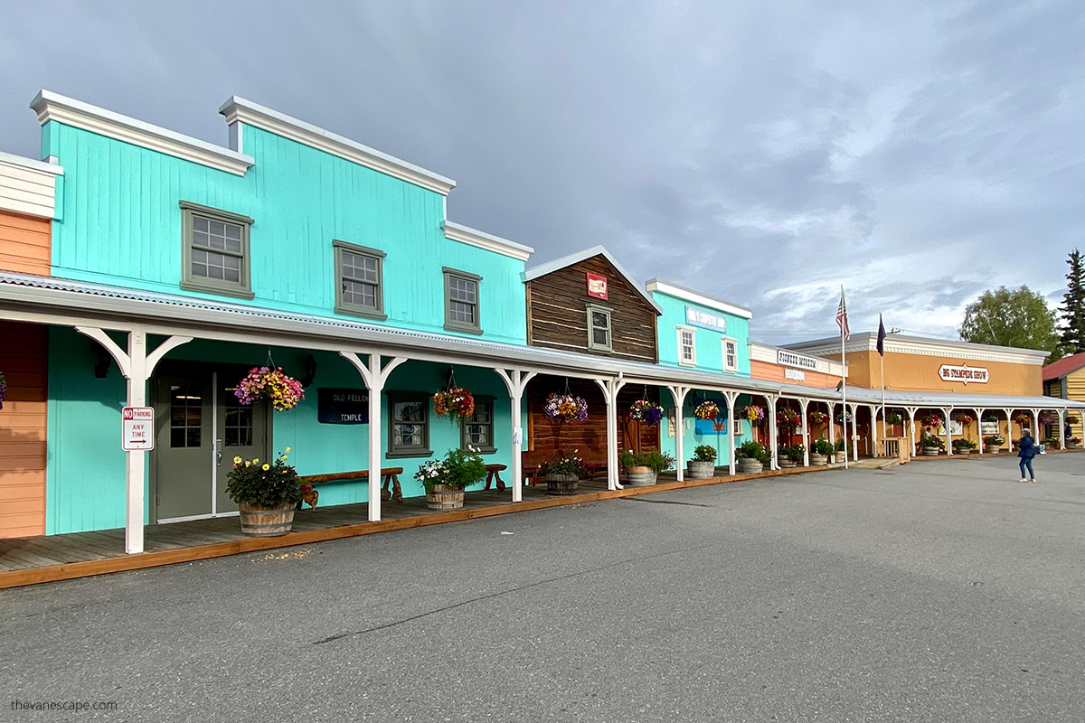 historic, colorful buildings of Pioneer Park Fairbanks