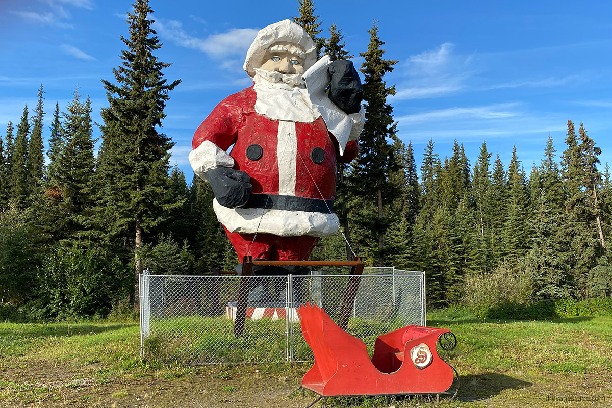 42-foot tall Santa statue in North Pole