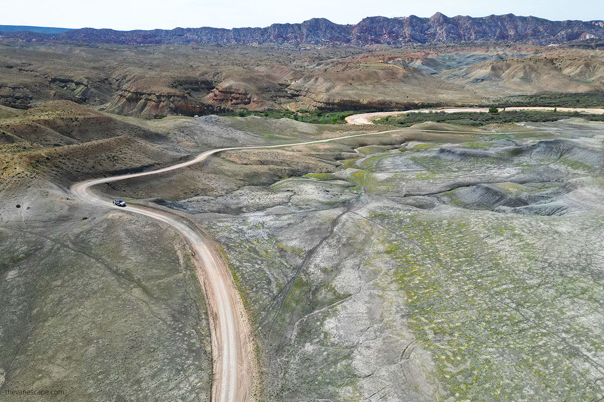 Driving the Cottonwood Canyon Road in Utah: the birdview taken by drone.