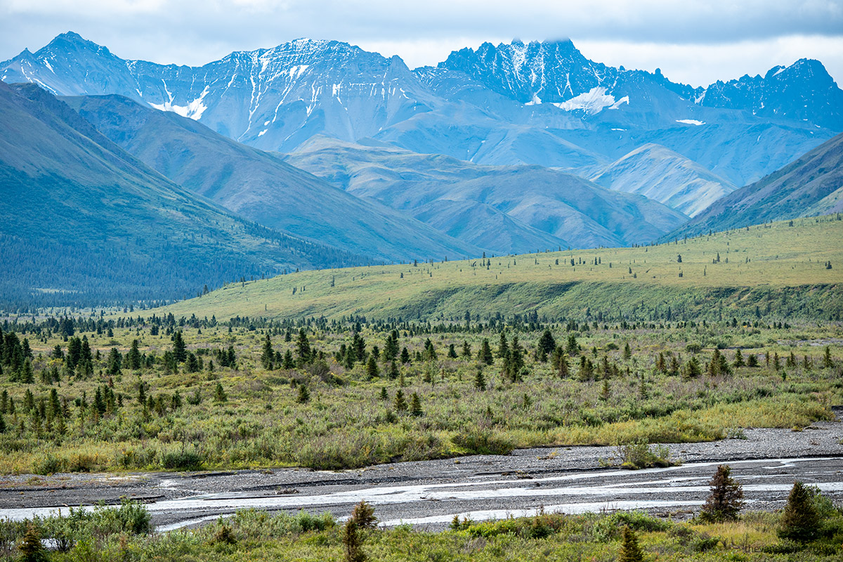 Savage River area  with stunning mountains in backdrop