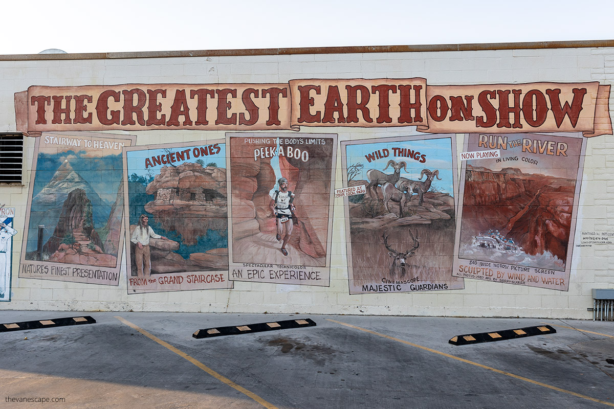 mural in Kanab with the greatest earth on show
