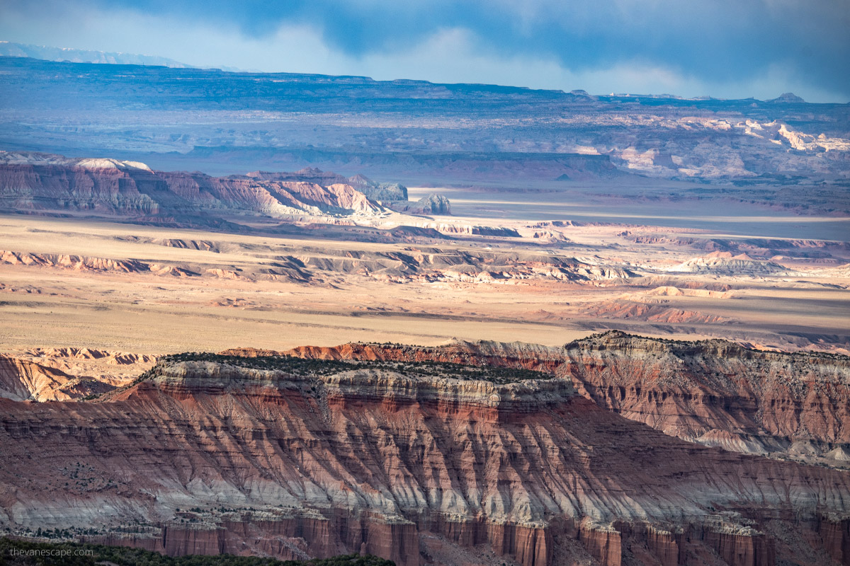 landscape of Cathedral Valley before sunset 