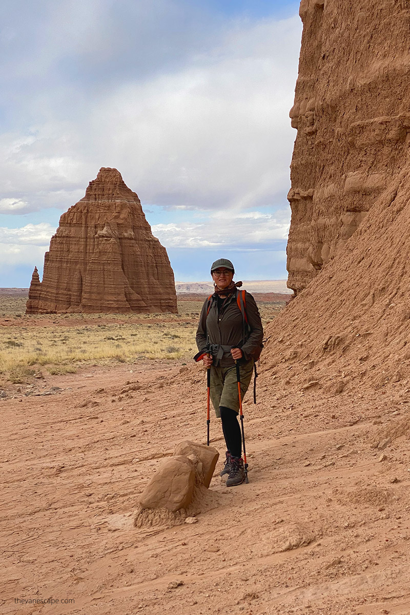 Agnes Stabinska, the author, is hiking in capitol reef wich is the best activity in the park.