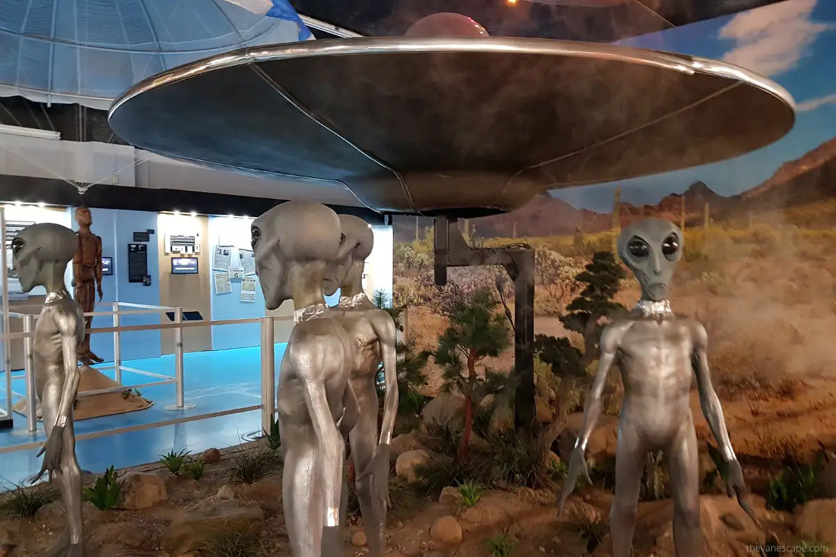 Aliens figures in YUFO museum in Roswell.