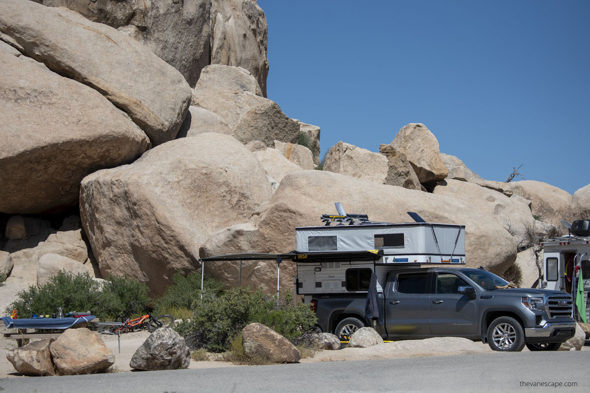 RV at campground in Josua Tree.